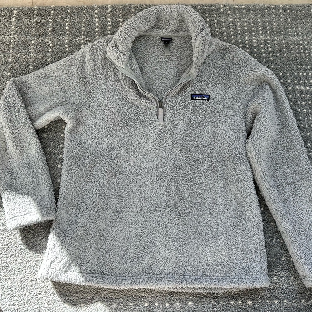 Patagonia women’s Los Gatos drifter gray 1/4 zip pullover sweater sz large